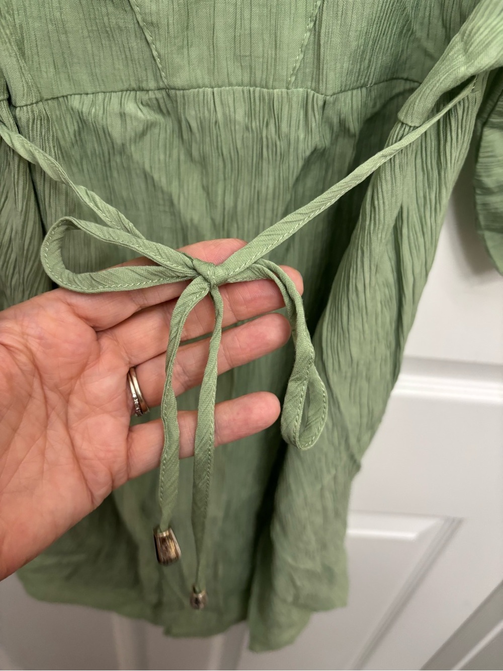 Amiani Sage Green ResortWear V-Neck/V-Back Women’s Mini Dress/Swimsuit Coverup - Picture 9 of 10